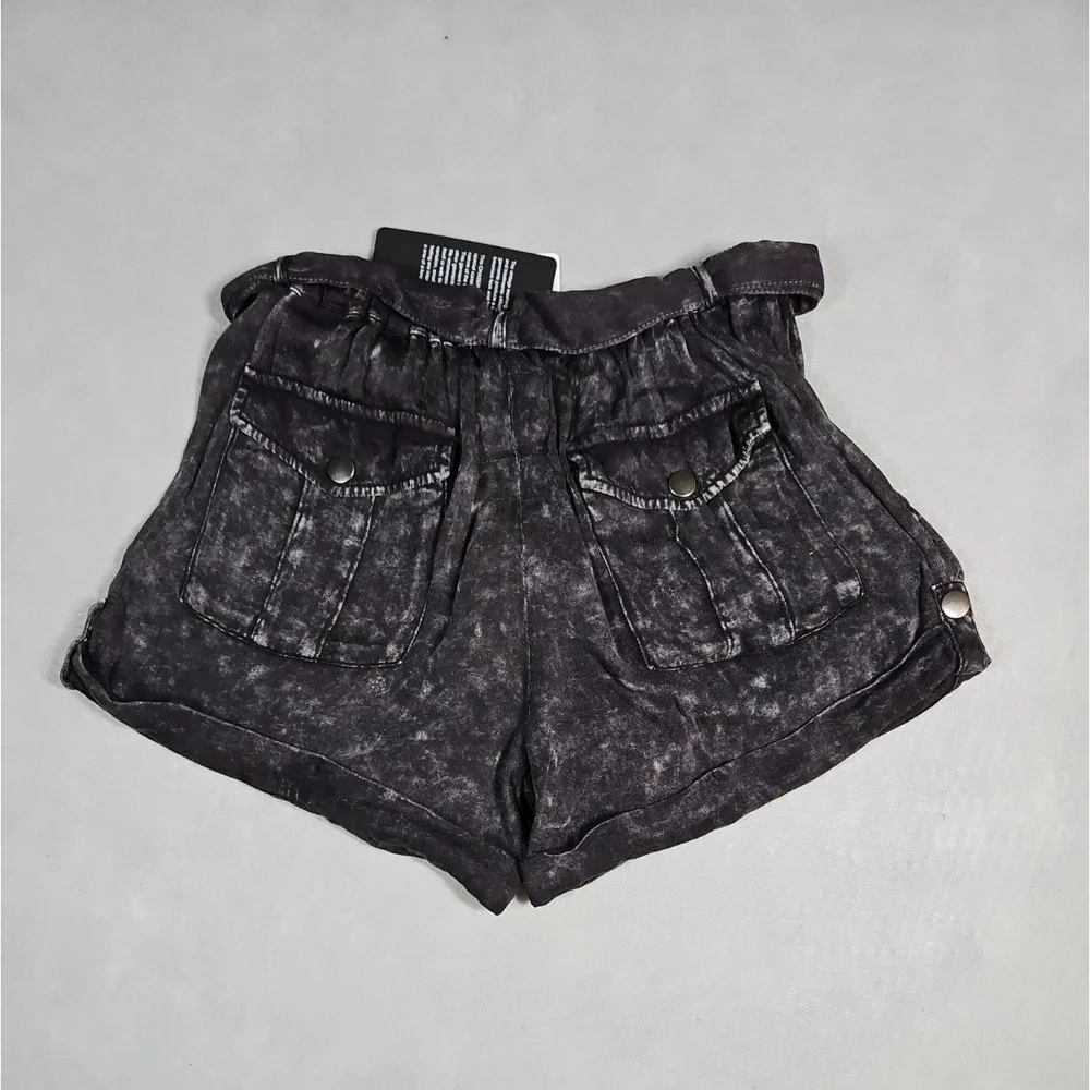 Chaser Womens Black Cloud‎ Wash Tie Waist Shorts Size Small NWT